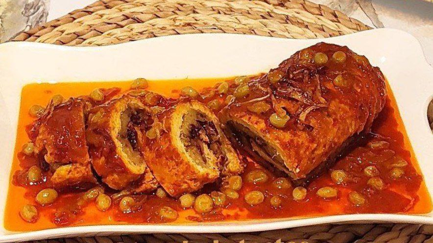 رولت مرغ و بادمجان 